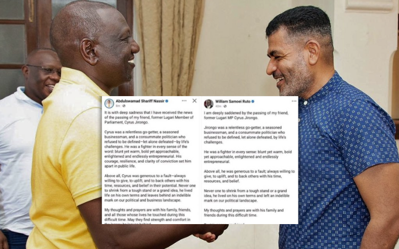 AI? Kenyans question President Ruto, Governor Nassir after sharing similar Jirongo tribute AI? Kenyans question President Ruto, Governor Nassir after sharing similar Jirongo tribute