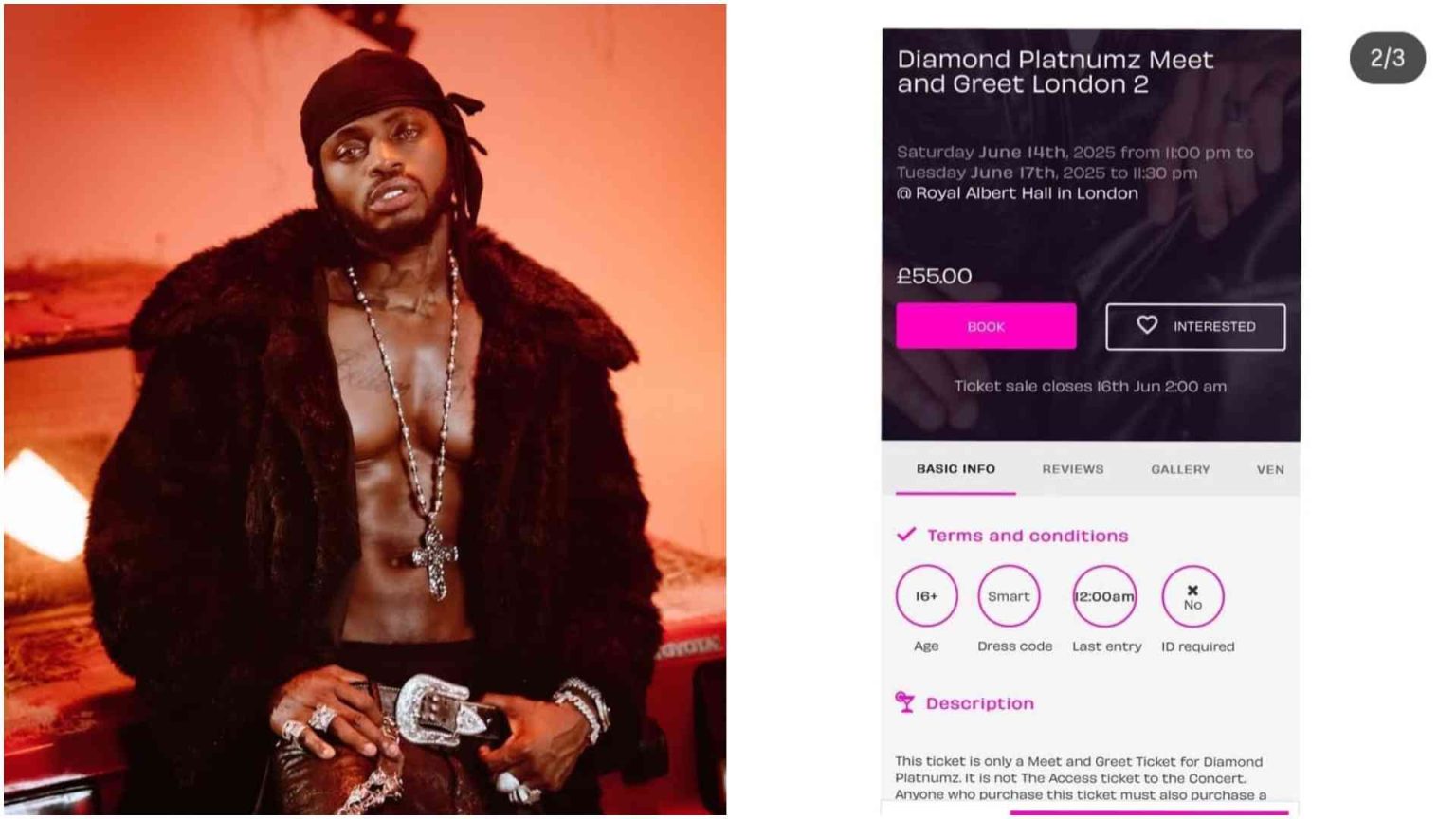 Diamond Platnumz charges fans Sh8,000 for Meet and Greet in London