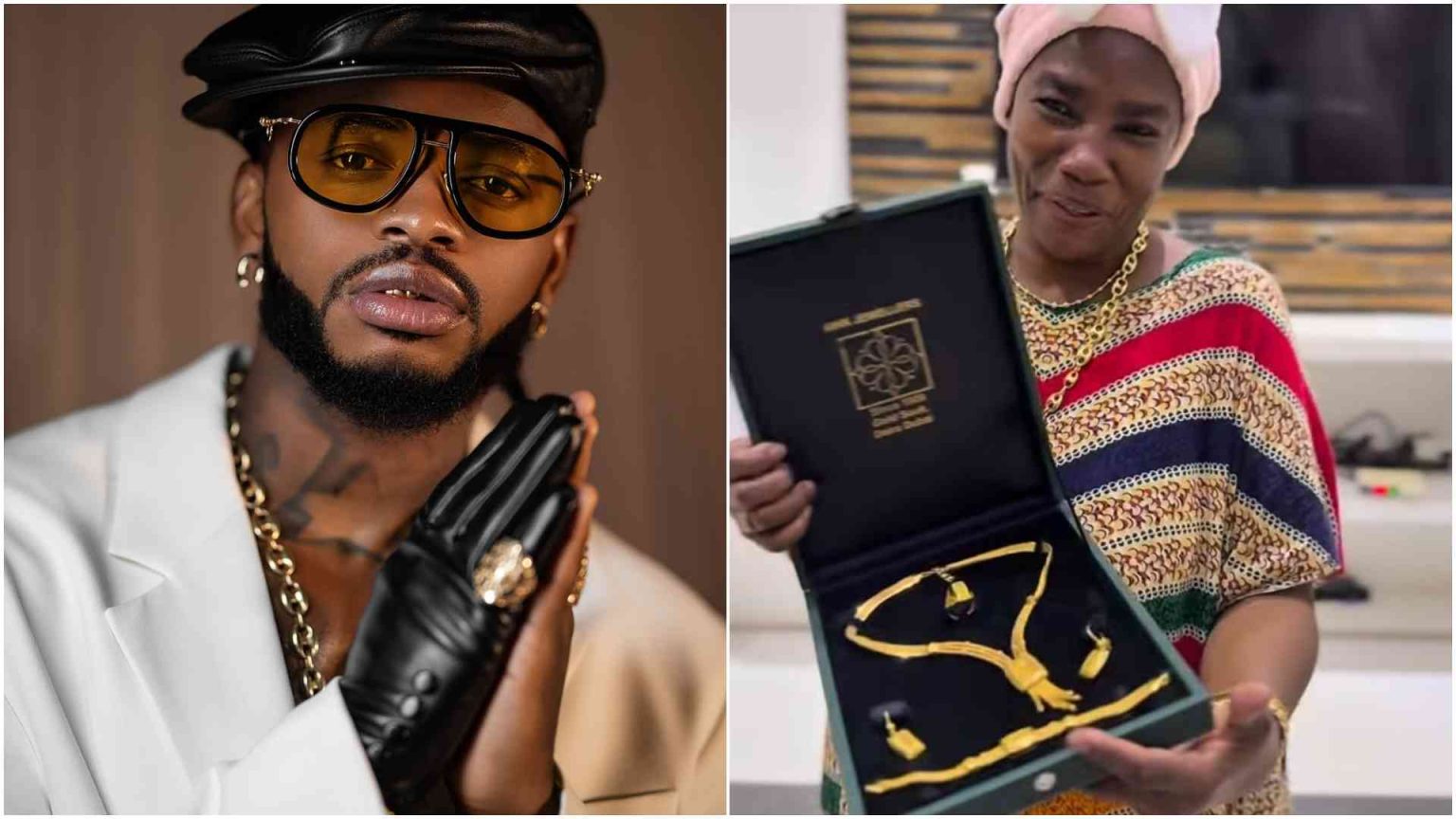 Diamond Platnumz spoils his mother with iPhone 17 and gold jewelry