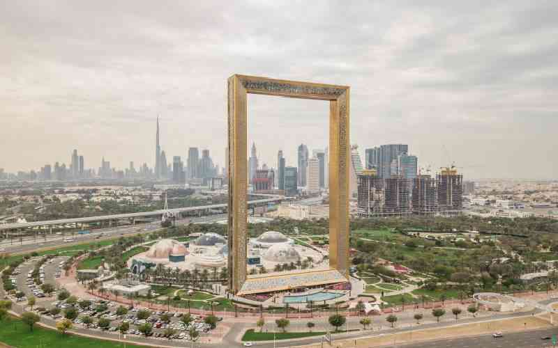 Dubai, United Arab Emirates, March 2018 – Aerial view of Dubai Frame Dubai, United Arab Emirates, March 2018 - Aerial view of Dubai Frame