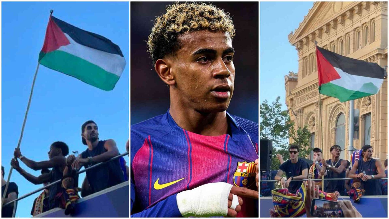 Lamine Yamal sparks global debate after waving Palestinian flag during Barcelona title parade