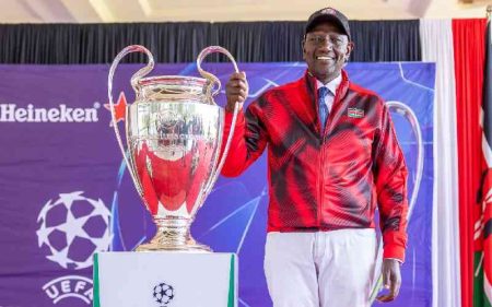 PHOTOS: President Ruto receives UEFA Champions League Trophy