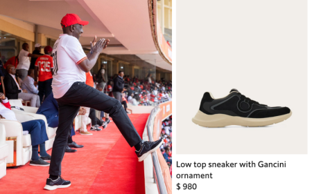 Ruto rocks flashy Sh126,000 Ferragamo Gancini shoes during Kenya vs Zambia clash