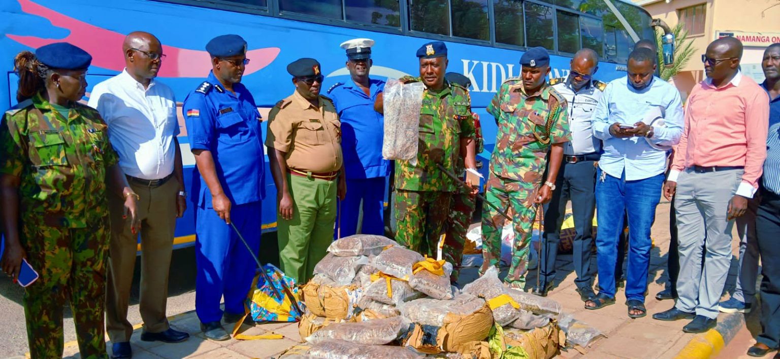 Two arrested as police seize Sh2.5m bhang in Namanga